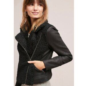 NWT Revolve Krisa Black Sherpa Moto Jacket Size Medium